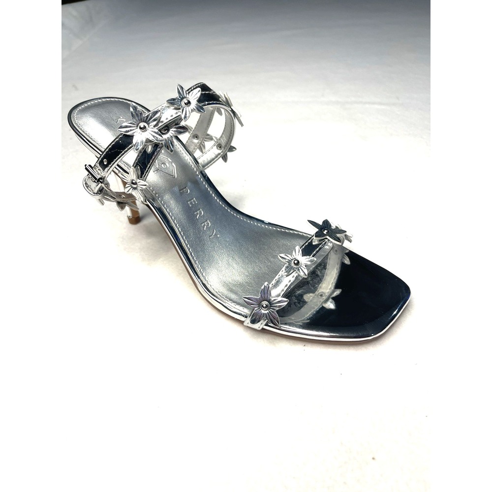 Katy Perry The Analia Flower Sandal Silver Flower Strappy Party Wedding Size 7.5 - Picture 4 of 11